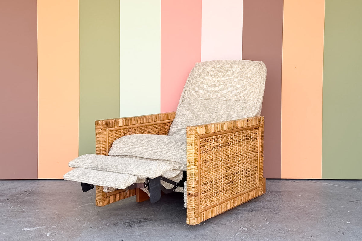 Coastal Chic Rattan Wrapped Reclining Lounge Chair
