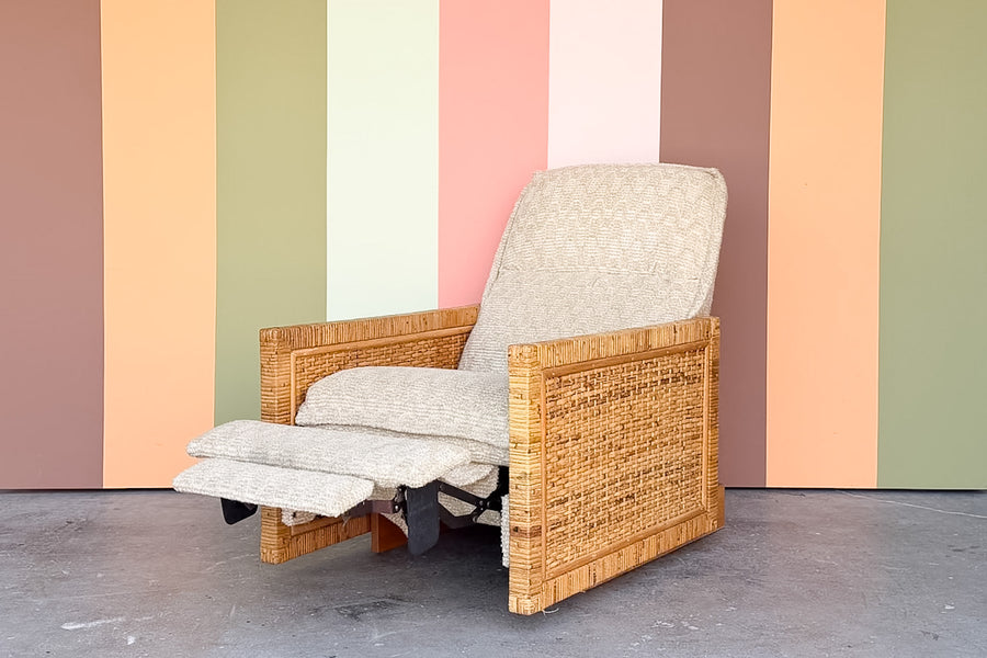 Coastal Chic Rattan Wrapped Reclining Lounge Chair