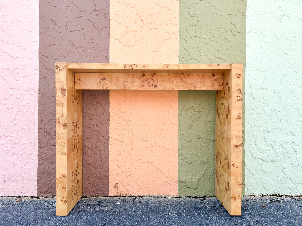 Modern Burl Wood Console Table
