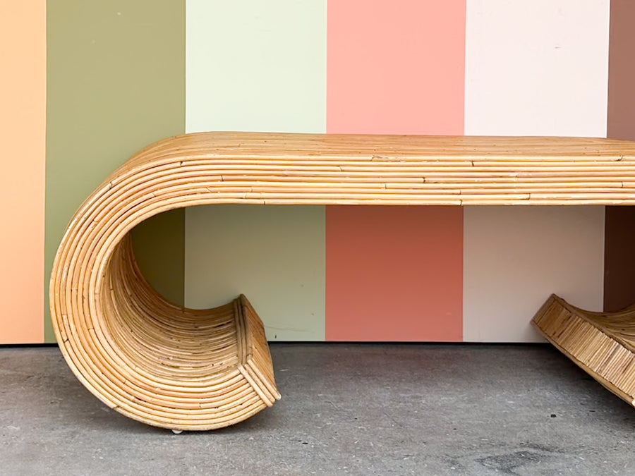 Pencil Reed Rattan Scroll Coffee Table