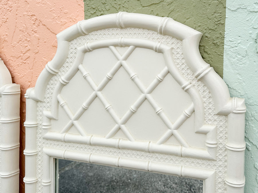 Pair of Cane and Faux Bamboo Mirrors