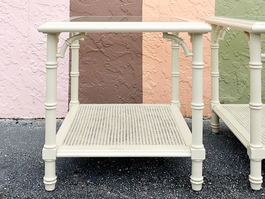 Pair of Faux Bamboo Side Tables