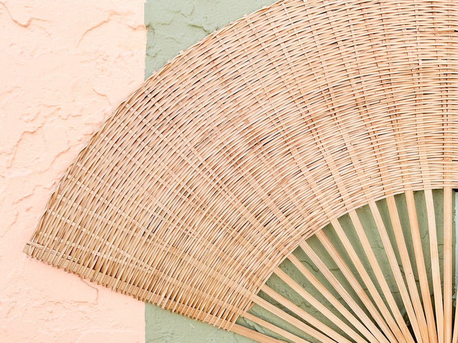 Pair of Large Rattan Fans