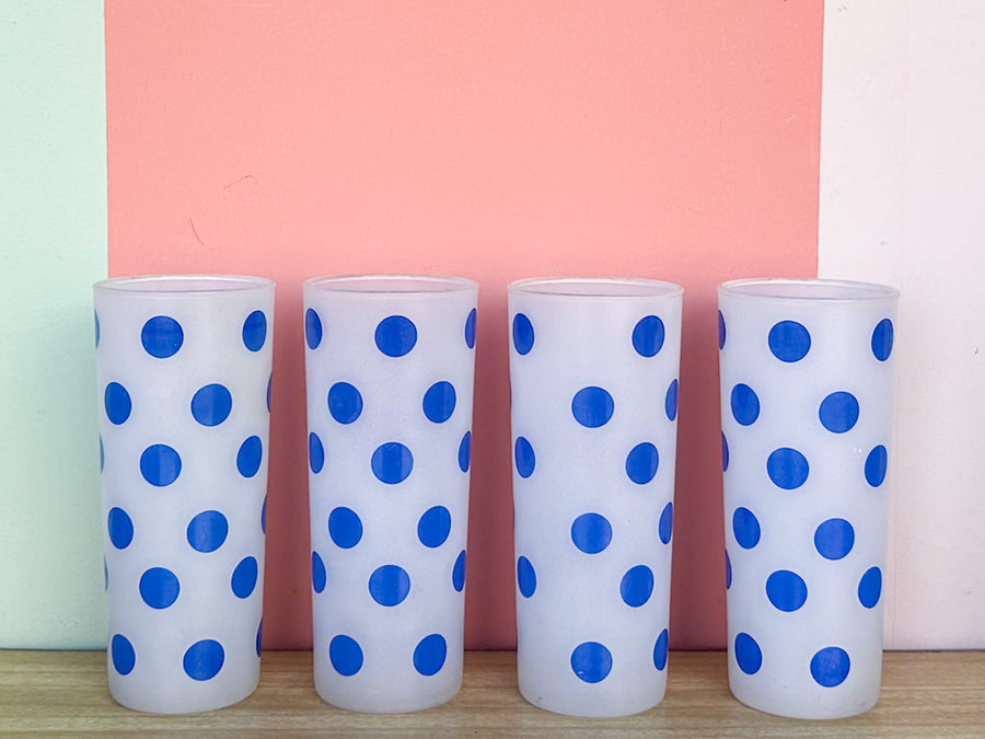 Set of Ten Blue Polka Dot Glassware