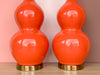 Pair of Blood Orange Gourd Lamps