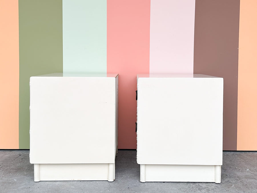 Pair of Palm Beach Faux Bamboo Nightstands