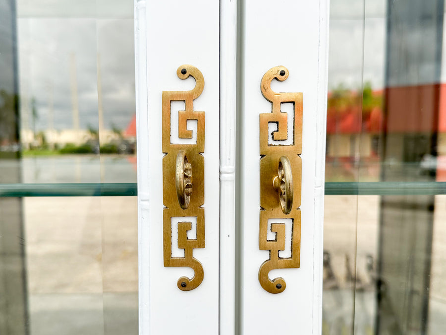 Newly Painted Faux Bamboo Greek Key Century Cabinet