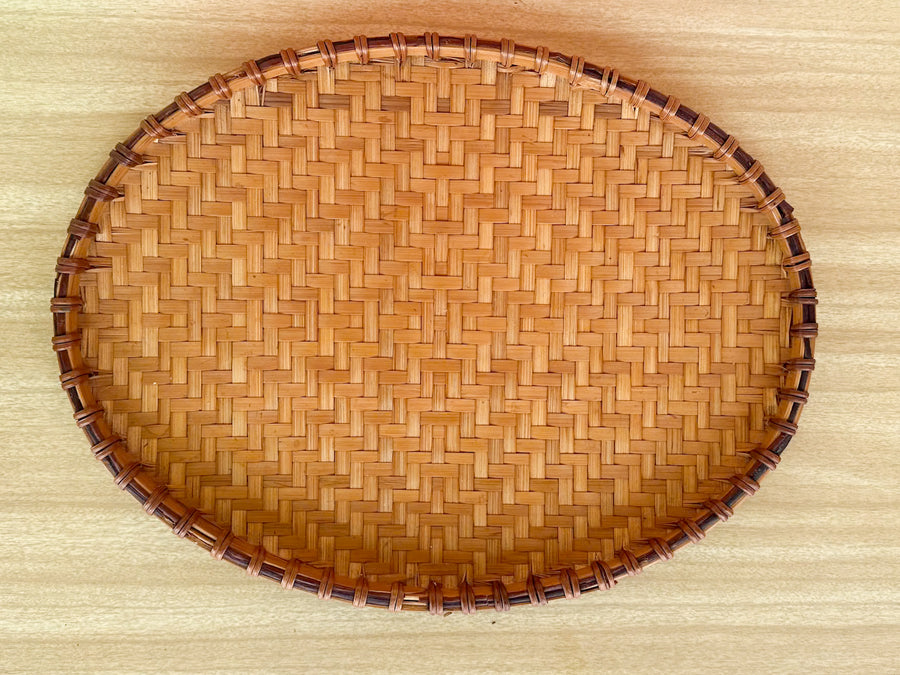 Set of Five Woven Rattan Trays