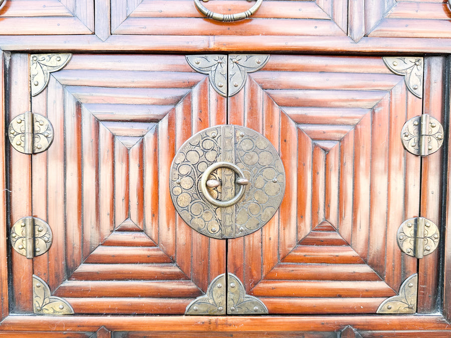 Asian Inspired Tortoiseshell Bamboo Cabinet
