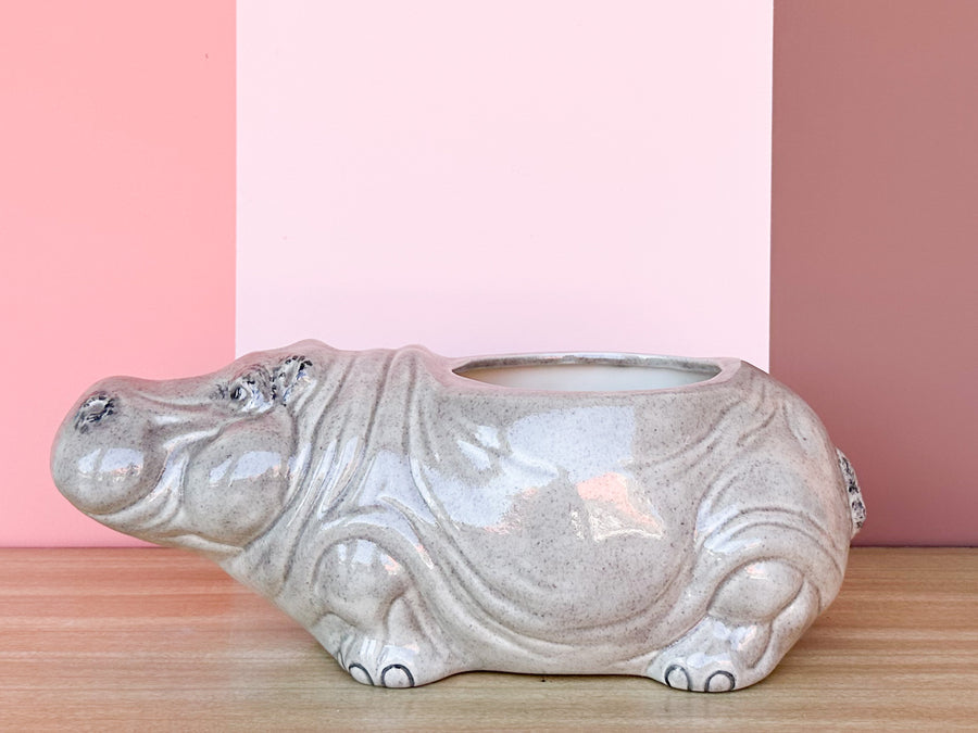 Adorable Ceramic Hippo Cachepot