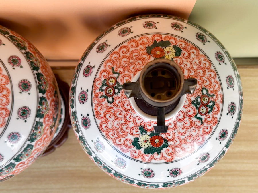 Pair of Coral Chinoiserie Lamps