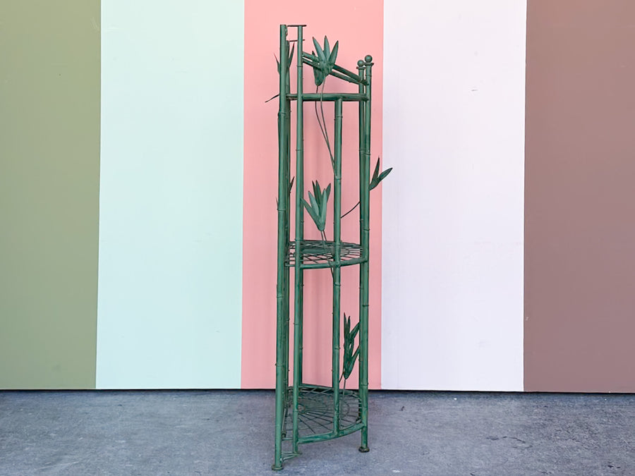 Folding Metal Faux Bamboo Plant Stand