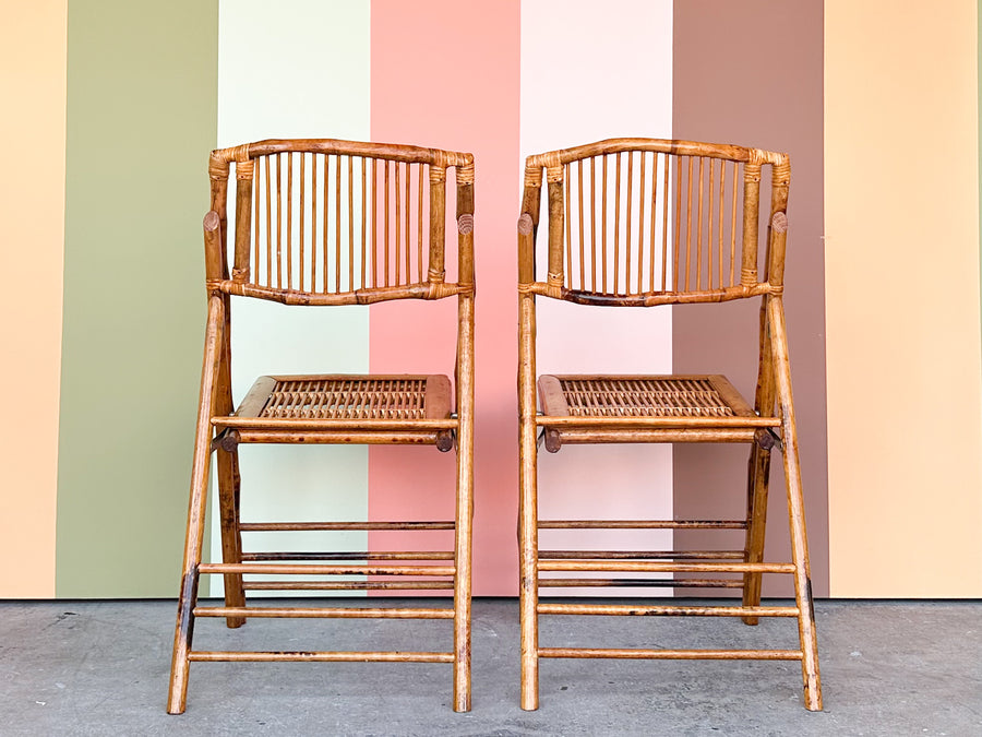 Set of Four Bamboo Folding Chairs