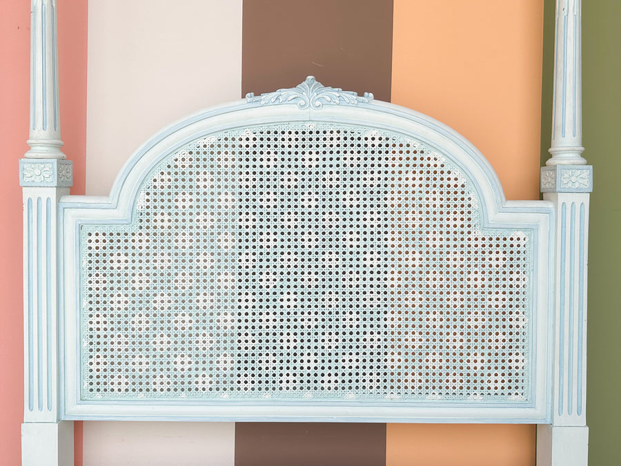 Pair of Painted Cane Spindle Twin Headboards