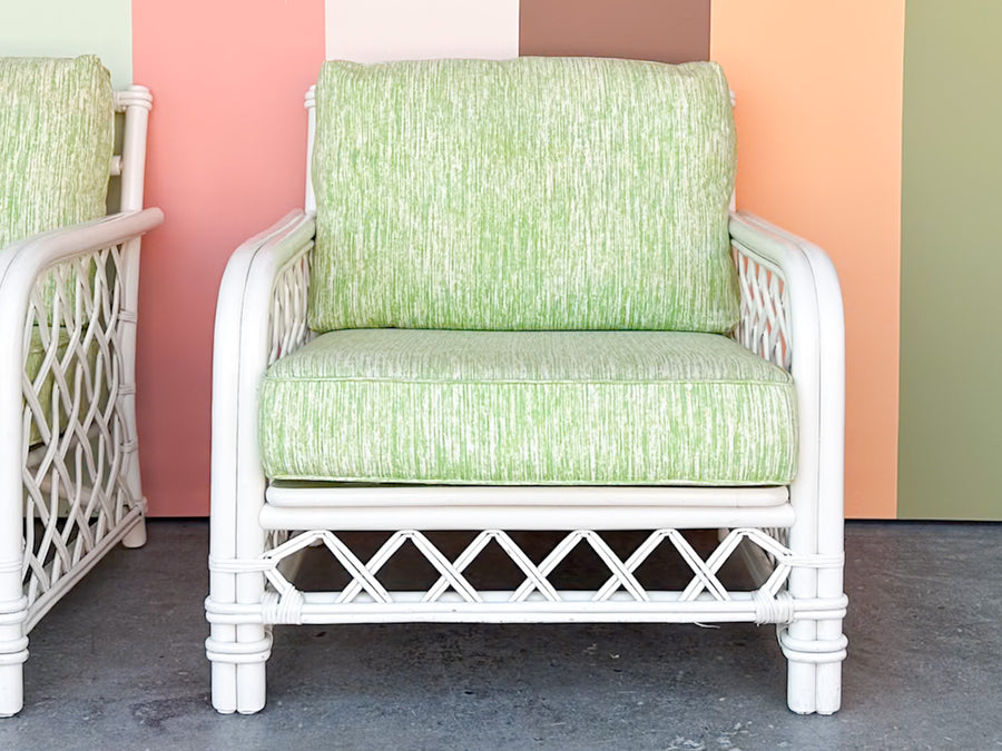 Pair of Ficks Reed Rattan Lounge Chairs