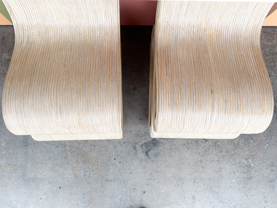 Pair of Pickled Rattan Snake Chairs