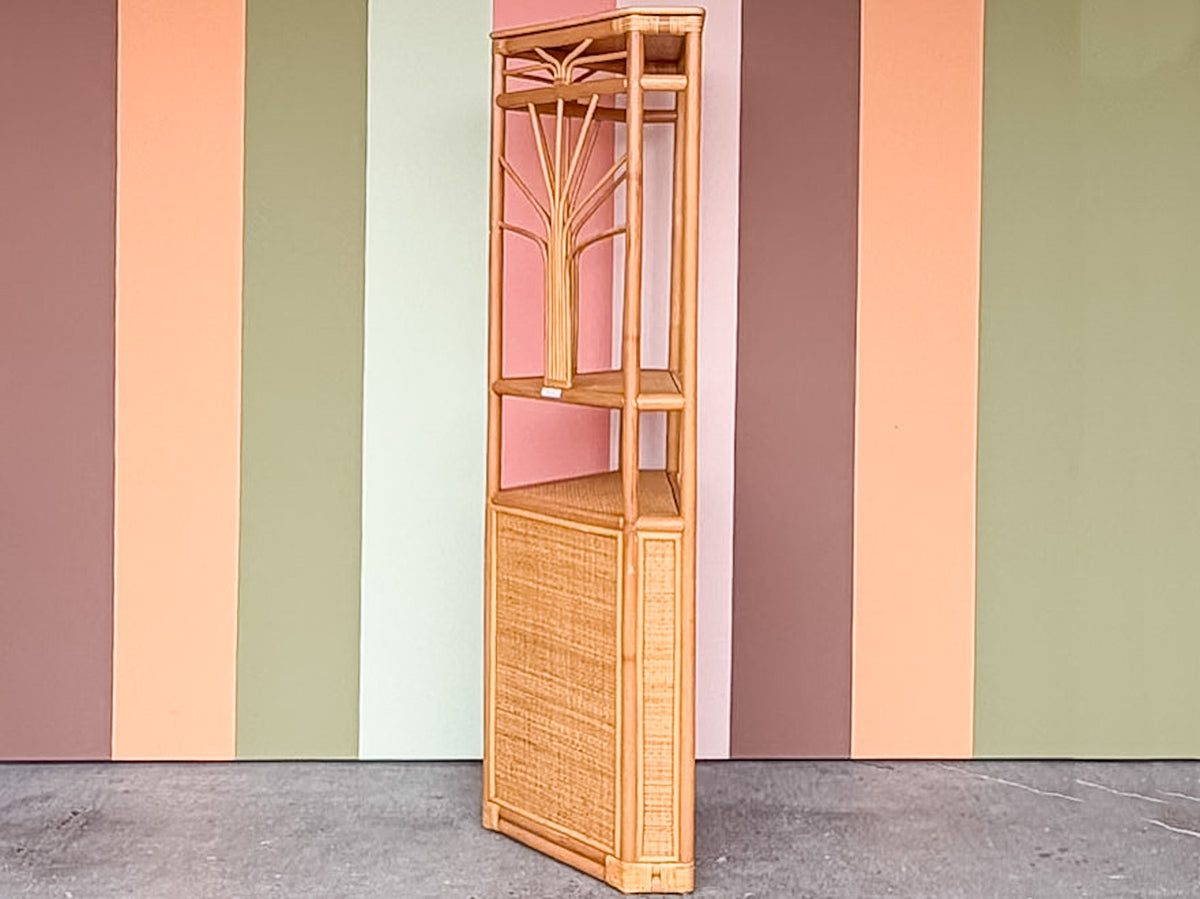 Old Florida Rattan Corner Etagere