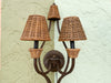 Pair of Iron and Rattan Wall Sconces