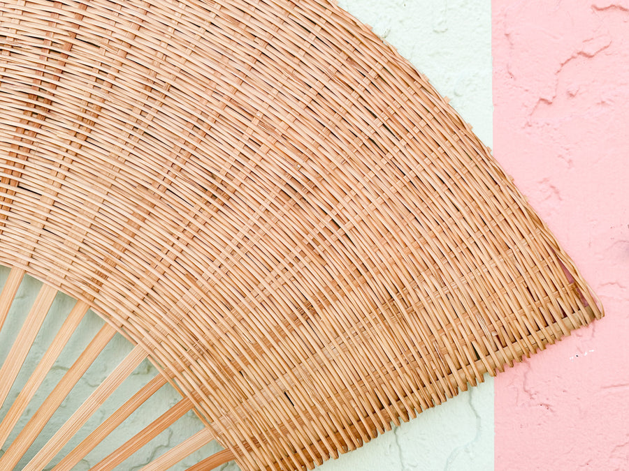 Pair of Large Rattan Fans