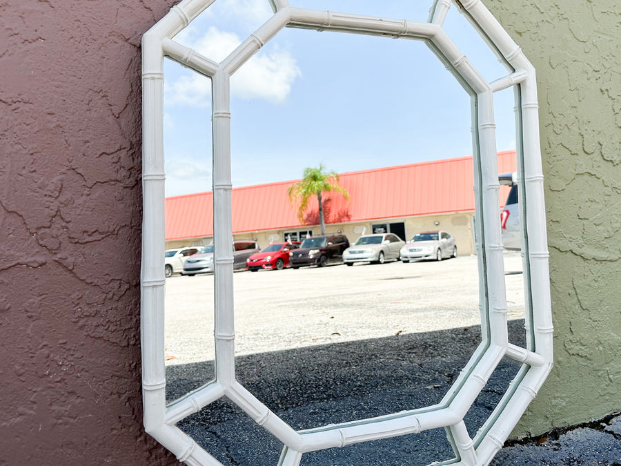 Faux Bamboo Octagon Mirror