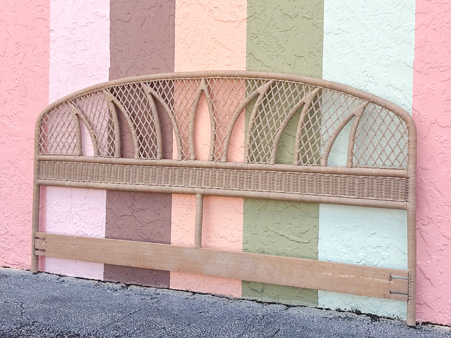 Palm Leaf Rattan King Headboard