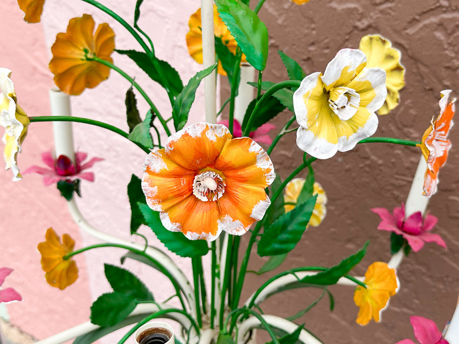 Colorful Floral Tole Chandelier