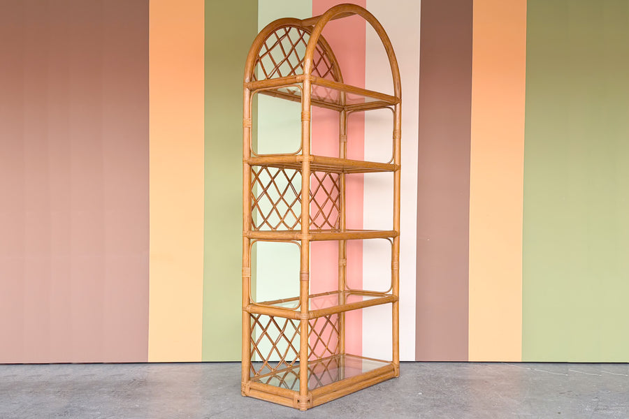 Old Florida Rattan Arched Etagere