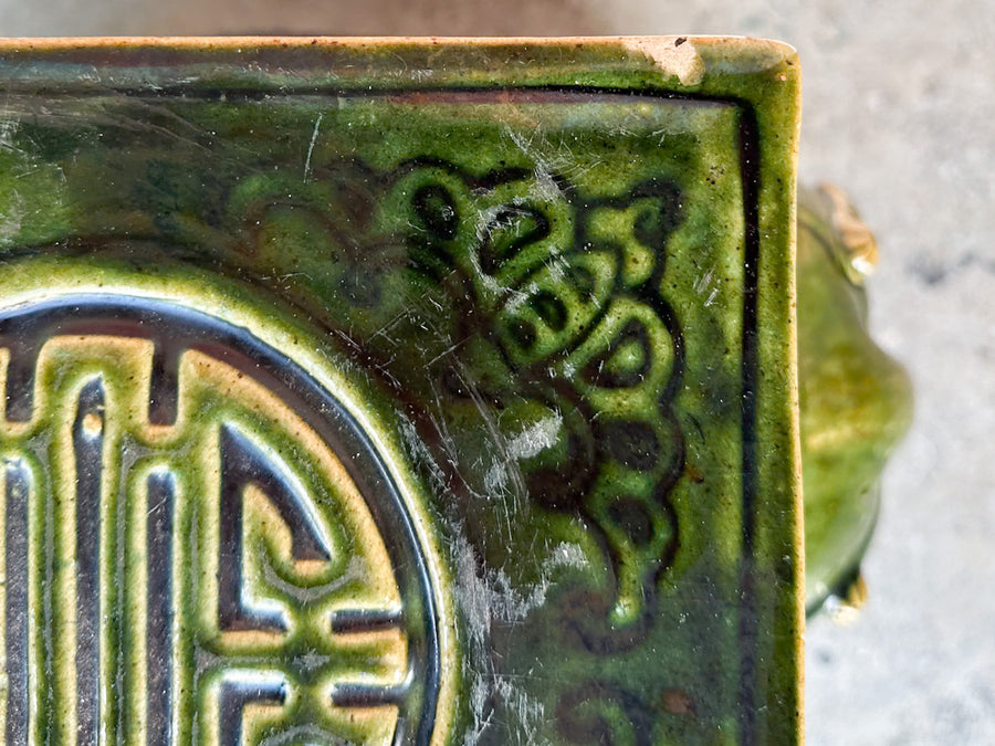 Terracotta Emerald Green Elephant Garden Seat