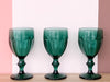 Set of Six Teal Goblets