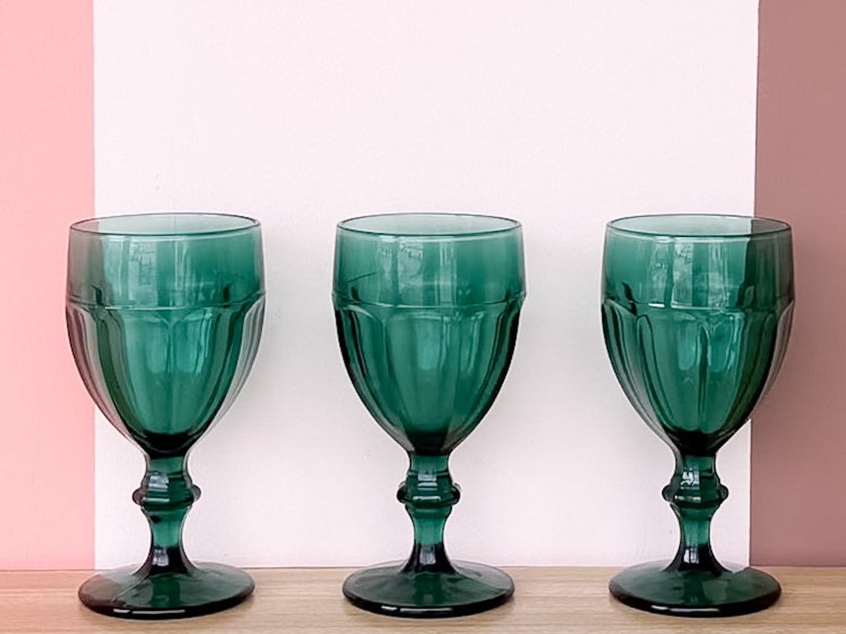 Set of Six Teal Goblets