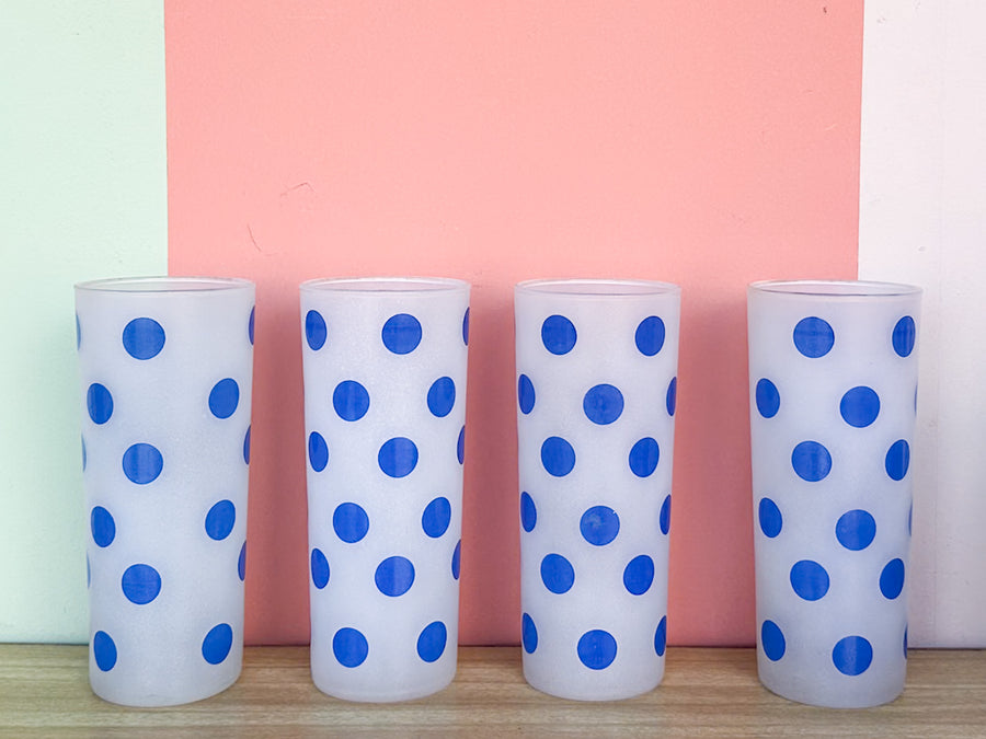 Set of Ten Blue Polka Dot Glassware