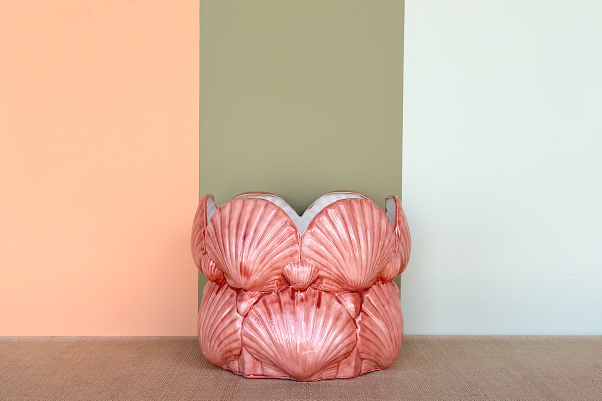 Pink Scallop Shell Cachepot