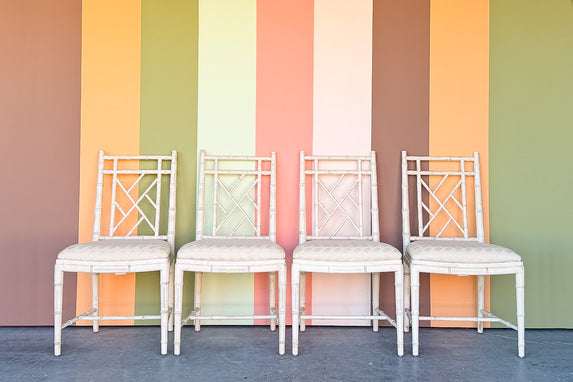 Set of Four Faux Bamboo Dining Chairs