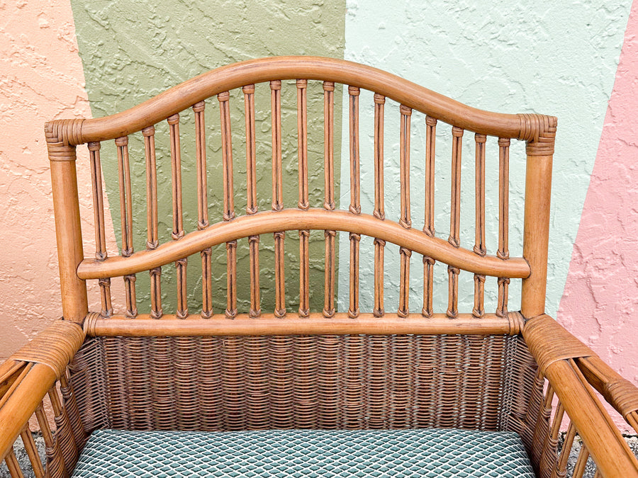 Pair of Coastal Rattan Ficks Reed Lounge Chairs