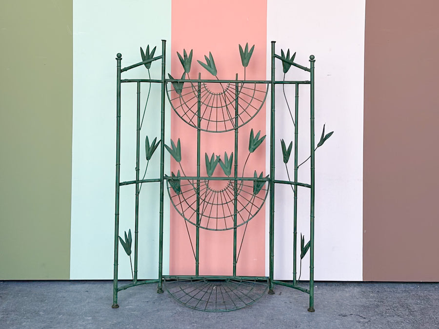 Folding Metal Faux Bamboo Plant Stand