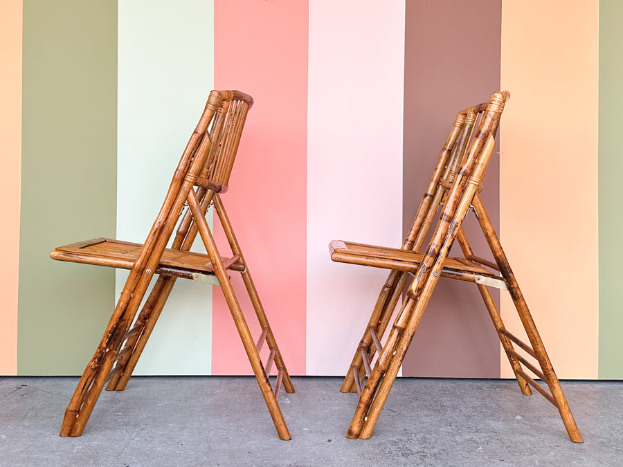 Set of Four Bamboo Folding Chairs