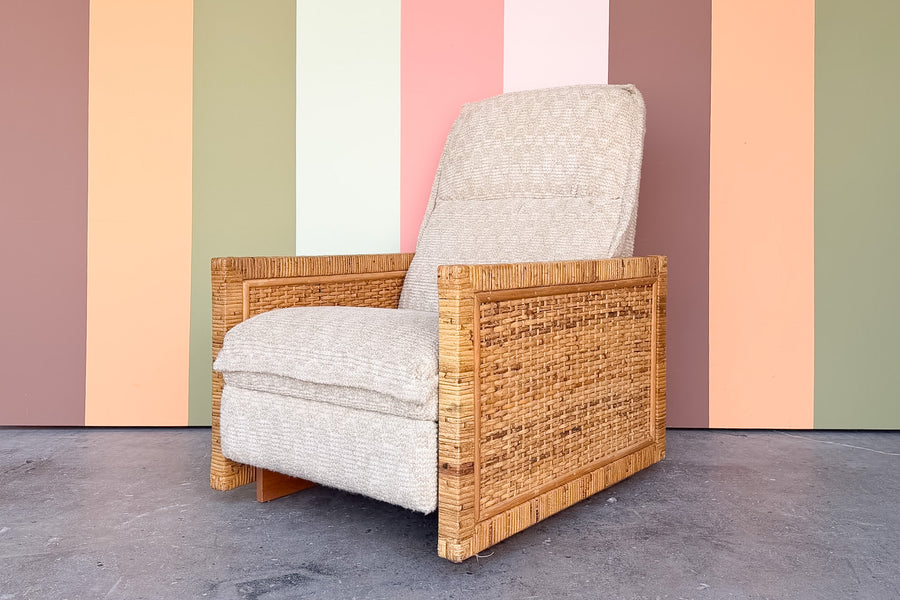 Coastal Chic Rattan Wrapped Reclining Lounge Chair