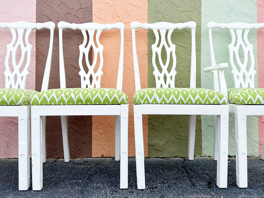 Set of Six Fretwork Dining Chairs