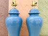 Pair of Cornflower Blue Ginger Jar Lamps