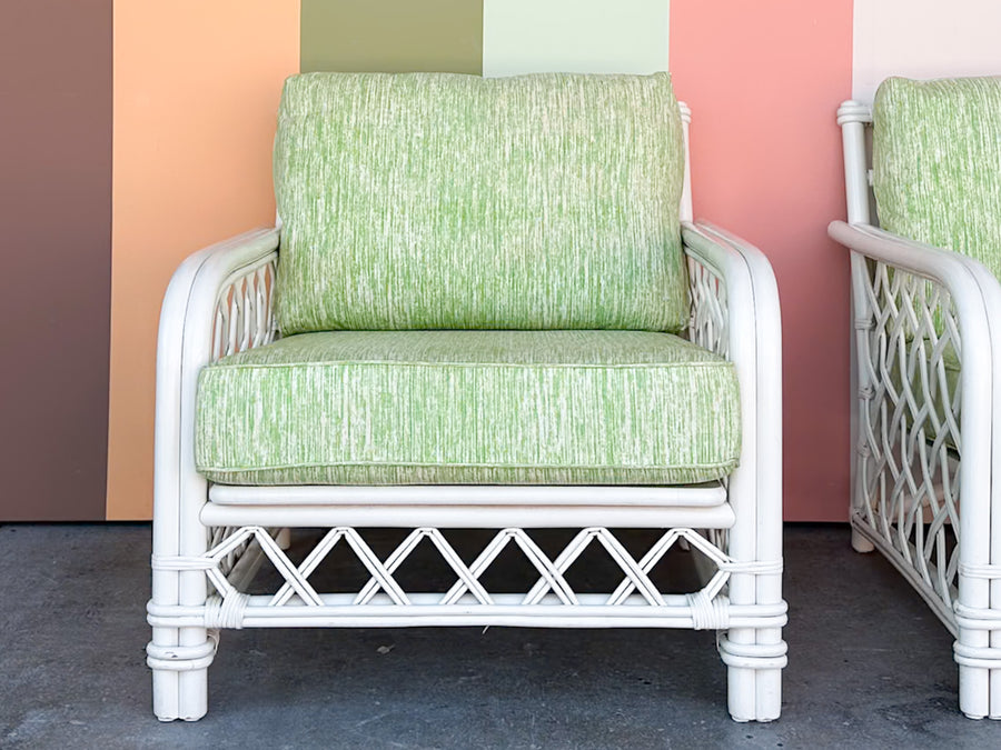 Pair of Ficks Reed Rattan Lounge Chairs