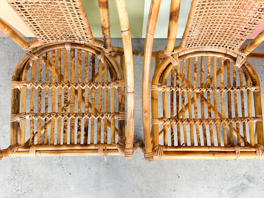 Set of Four Italian Rattan Dining Chairs