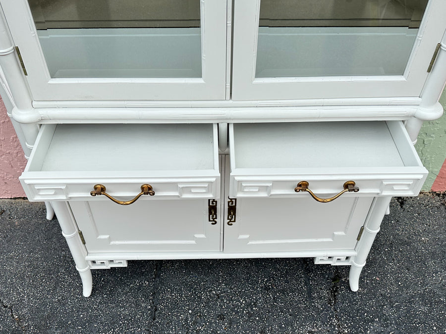 Newly Painted Faux Bamboo Greek Key Century Cabinet