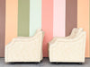 Pair of Butter Yellow Upholstered Chairs on Castors