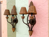 Pair of Iron and Rattan Wall Sconces