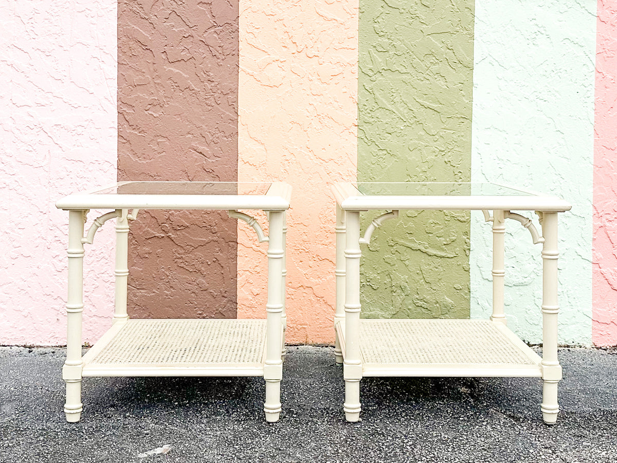Pair of Faux Bamboo Side Tables