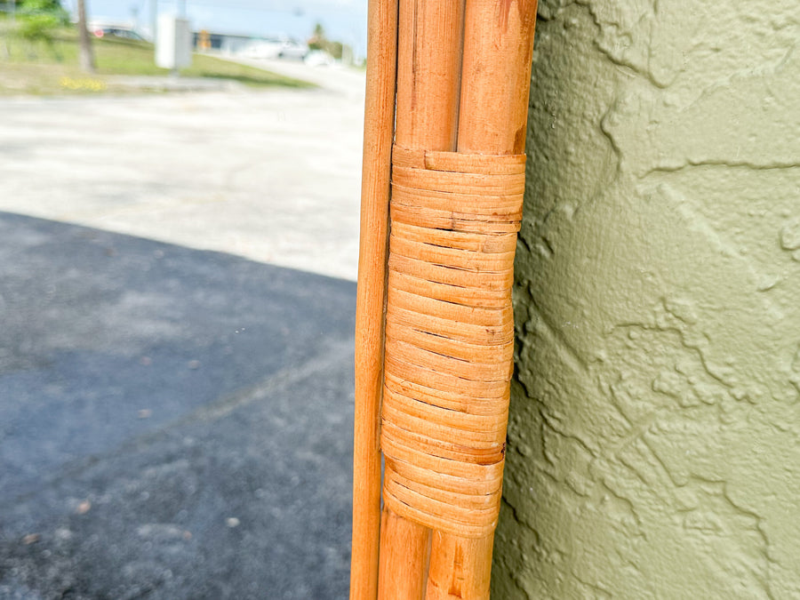 Old Florida Rattan Floor Mirror
