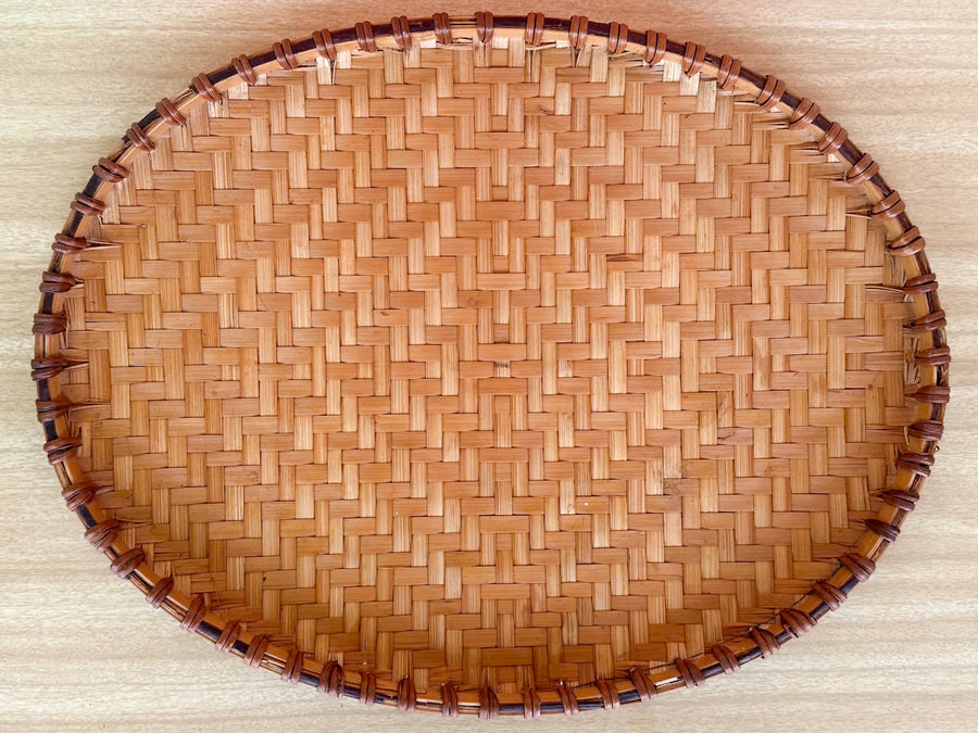 Set of Five Woven Rattan Trays