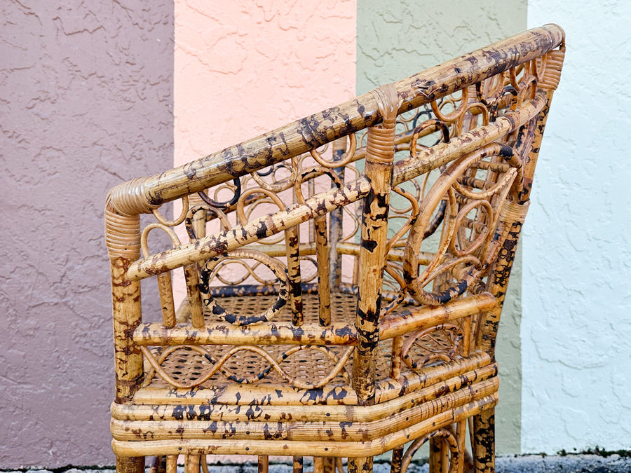 Fab Tortoiseshell Rattan Barrel Chair