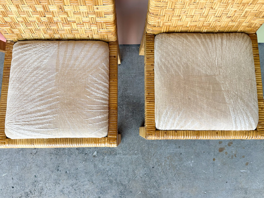 Set of Four Rattan Wrapped Baldwin Style Dining Chairs