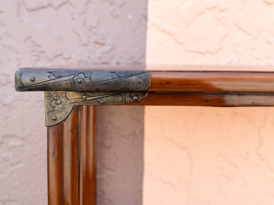 Asian Inspired Tortoiseshell Bamboo Cabinet